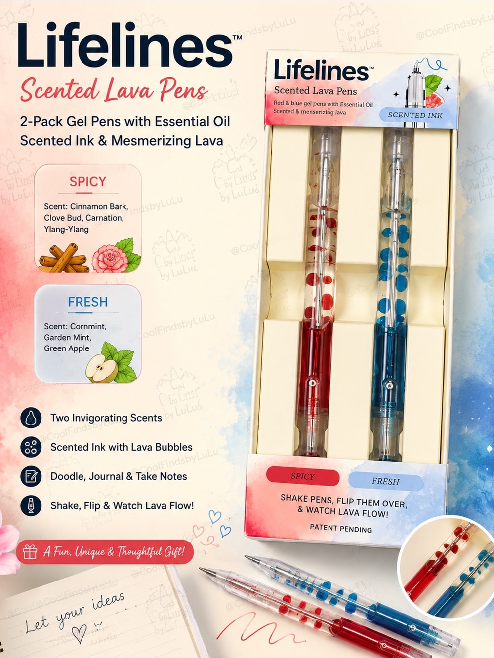 Melissa & Doug Lifelines Scented Lava Gel Pens 2-Pack (*Spicy & *Fresh)
